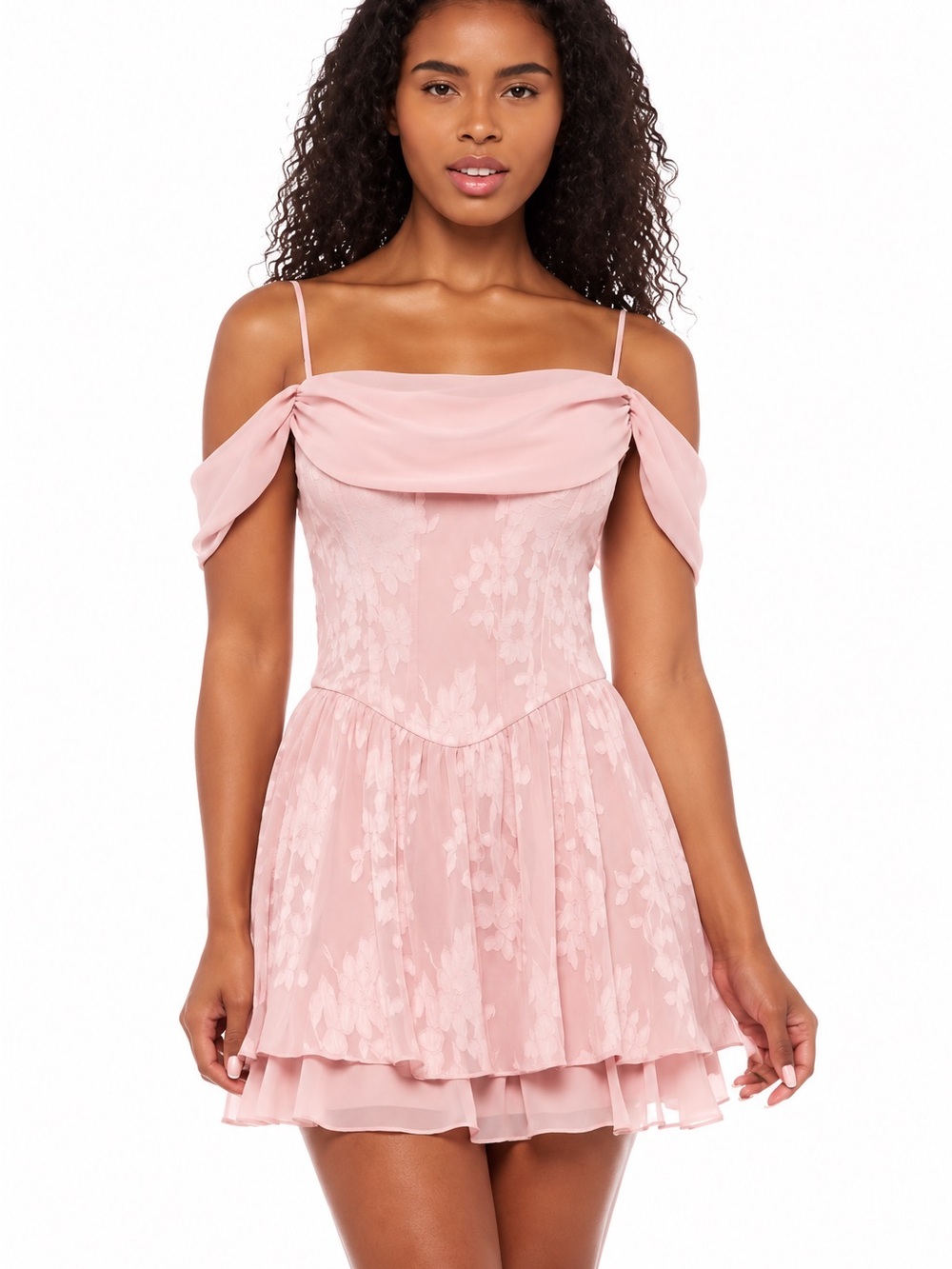 B DARLIN Juniors' Cold-Shoulder Jacquard Fit & Flare Dress - NWT